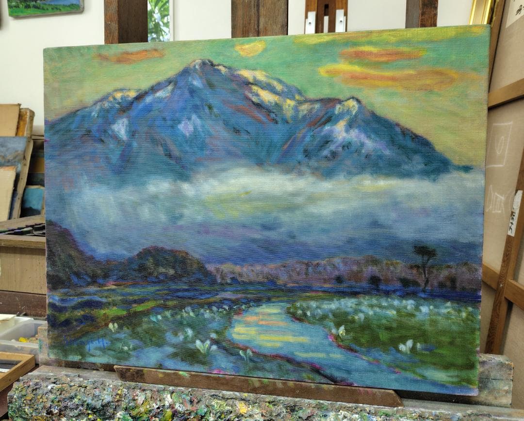 P15「尾瀬ヶ原（朝）」1992 油絵 油彩画 絵画 アート 風景画 至仏山