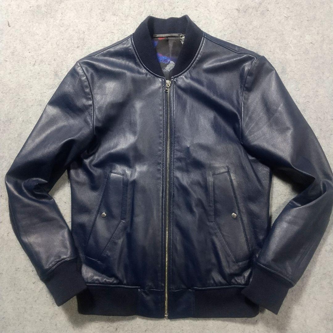 美品 L ポールスミス レザージャケット ブルゾン ボンバー MA1 革ジャン