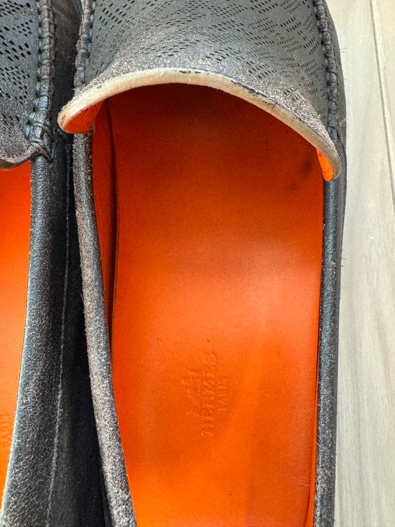 エルメス レザー モカシン シューズ ドライビングシューズ 純正シューズ袋付