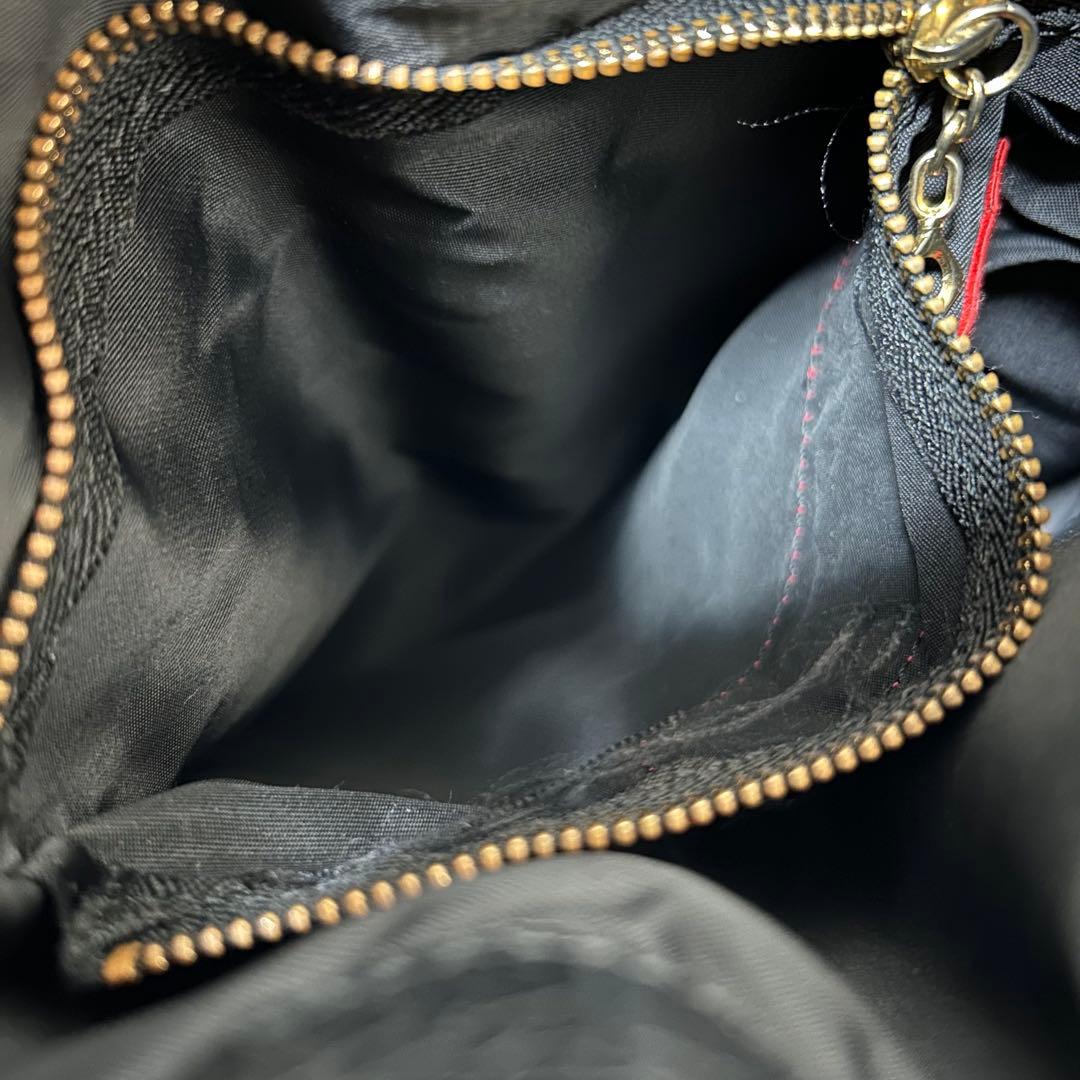 【美品✨5525gallery/フリンジ】ポーター　巾着バッグ　シボ革　ブラック