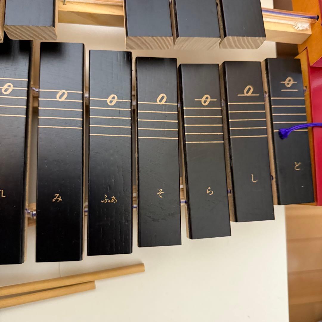 木琴 ゼンオン 紐交換済み 全音楽譜出版社 30音 半音 赤いキャリーバッグ付き