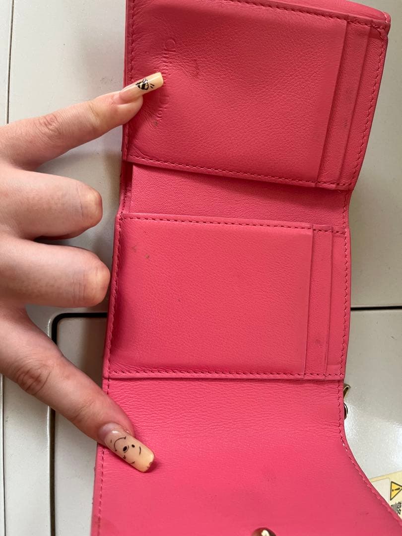 Christian DIOR レディディオール　カナージュ　三つ折り財布