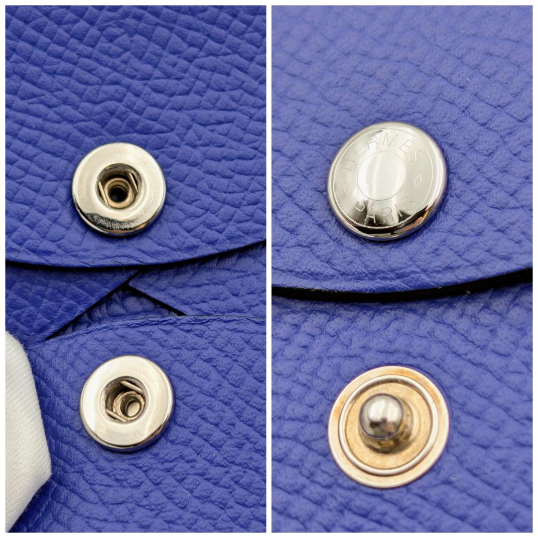 極美品 エルメス カルヴィ デュオ エプソン ケース U刻印 ブルー系