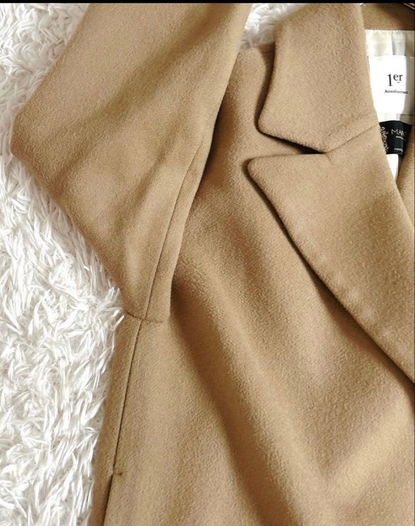 プルミエアロンディスモン　マンテコ　ロングチェスターコート　キャメルカラー　M