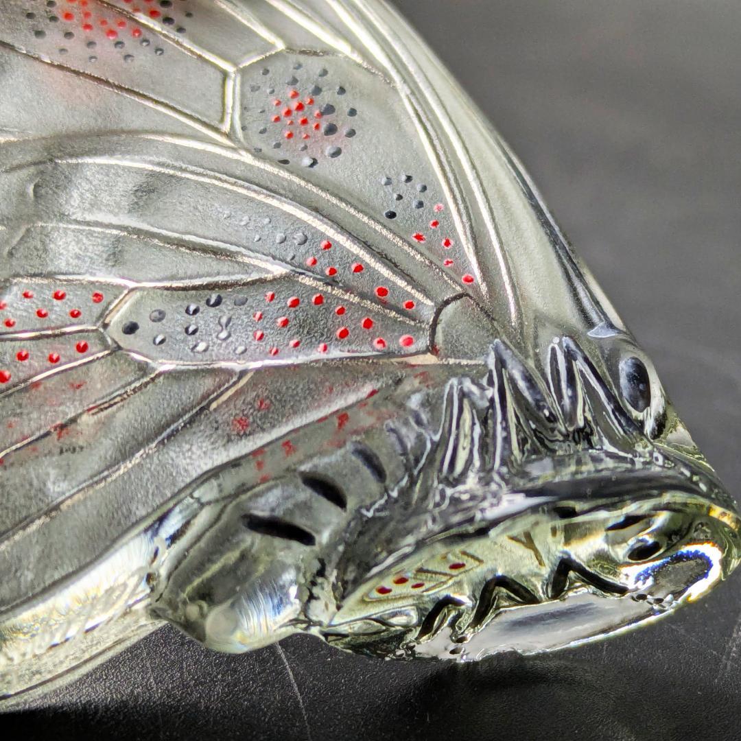 掌の美術 ラリック グレーイッシュ パピヨン蝶 オブジェ 精緻 洗練エナメル彩