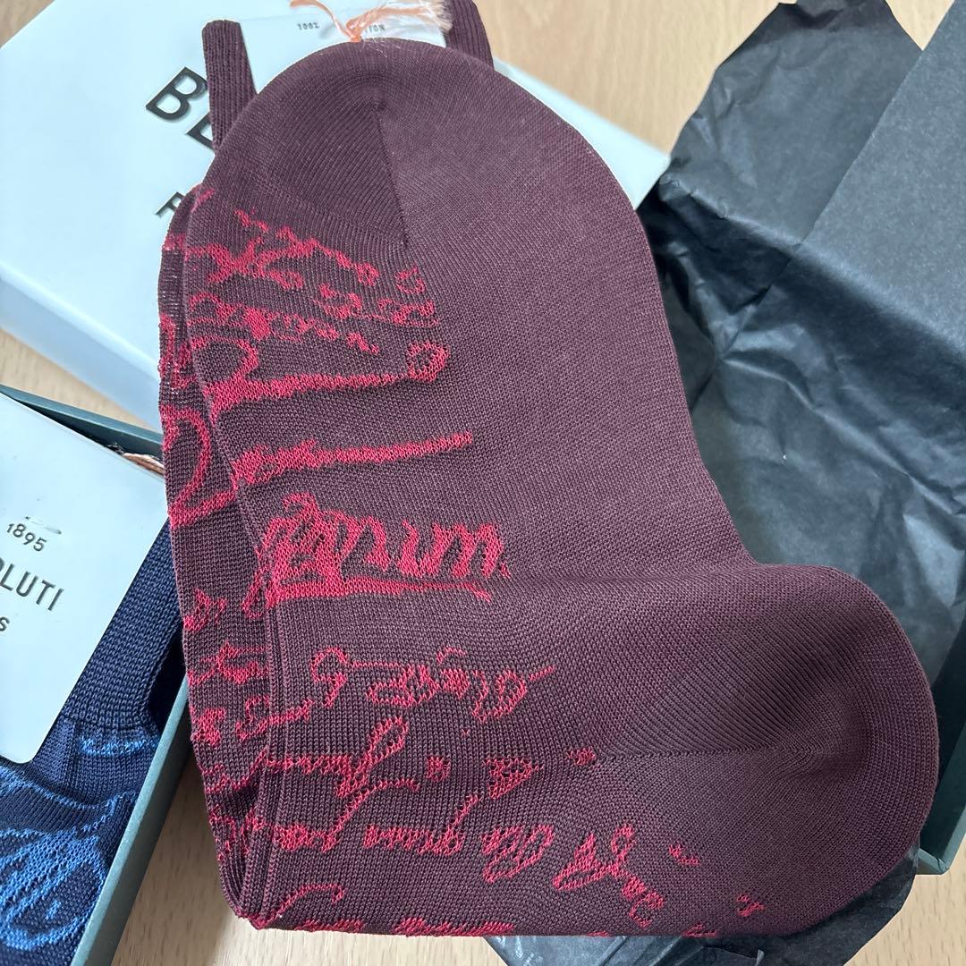 BERLUTI ソックス２足セット ネイビー ボルドー