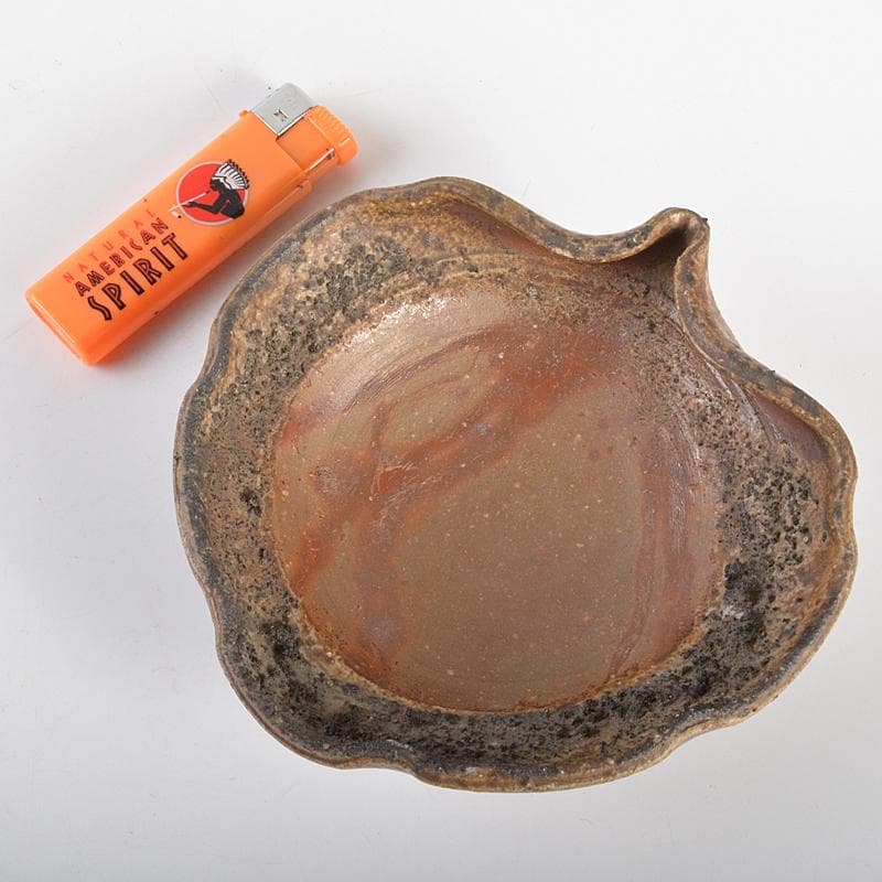 和食器　備前焼　藤原謙（三代藤原楽山）作　銘々皿　五客　共布共箱　M　R7100