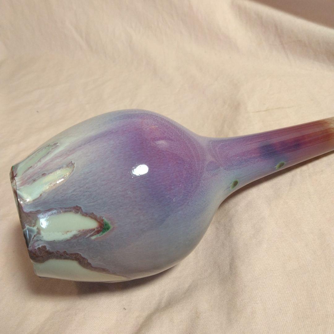 孔雀釉　龍野焼　松山雅英　花入れ