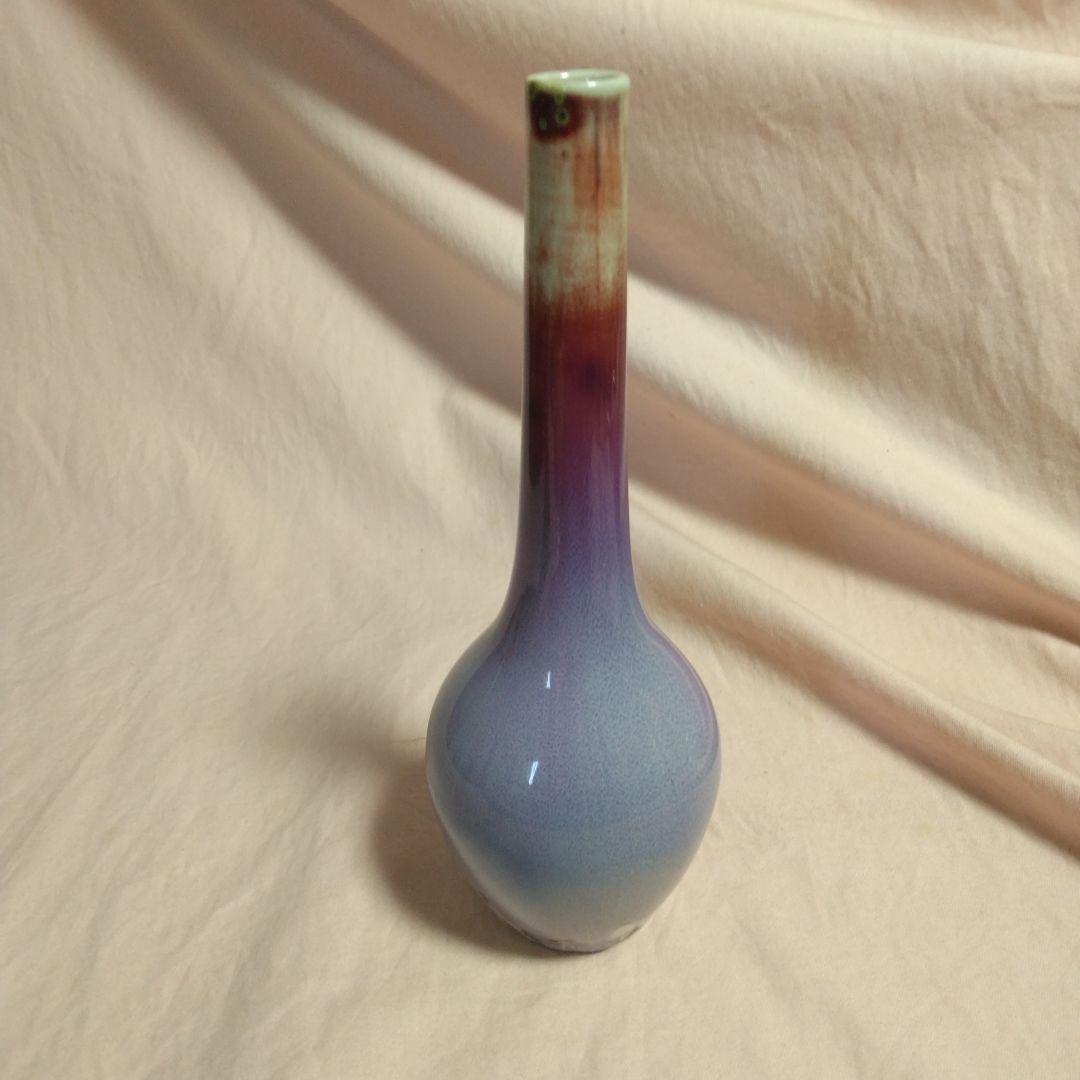 孔雀釉　龍野焼　松山雅英　花入れ