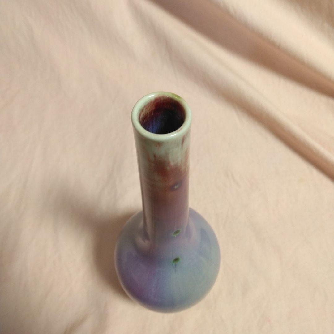 孔雀釉　龍野焼　松山雅英　花入れ