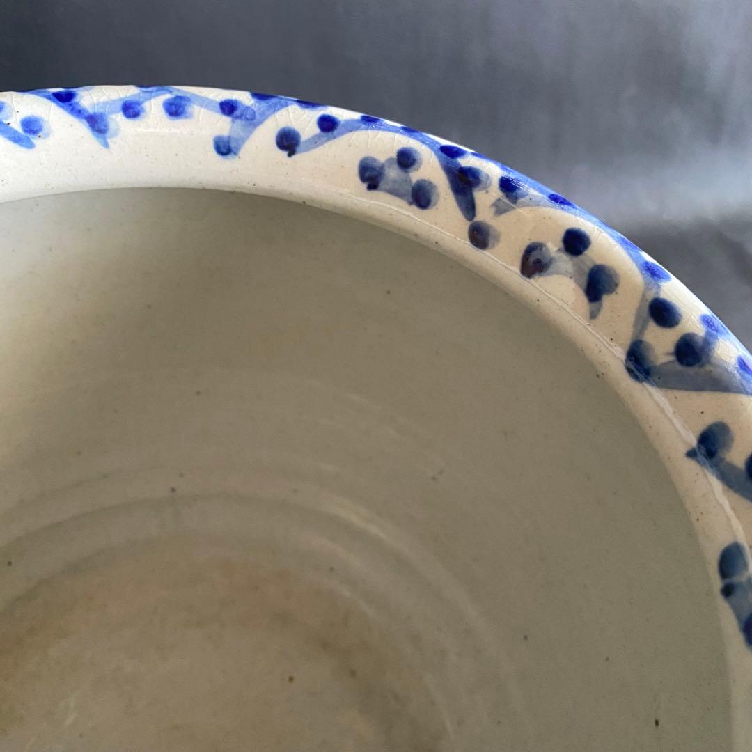 信楽焼 壷久郎作 染付蛸唐草　メダカ鉢 睡蓮鉢 水鉢 直径24cm