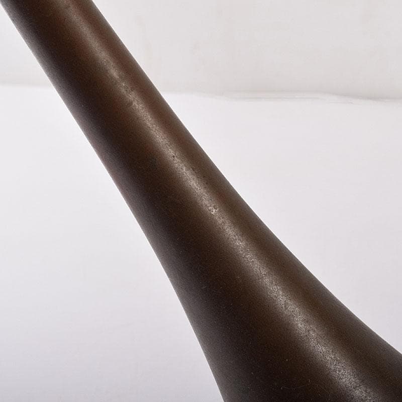 平安　秦蔵六造　古銅　鶴首花入　花瓶　M　R7907