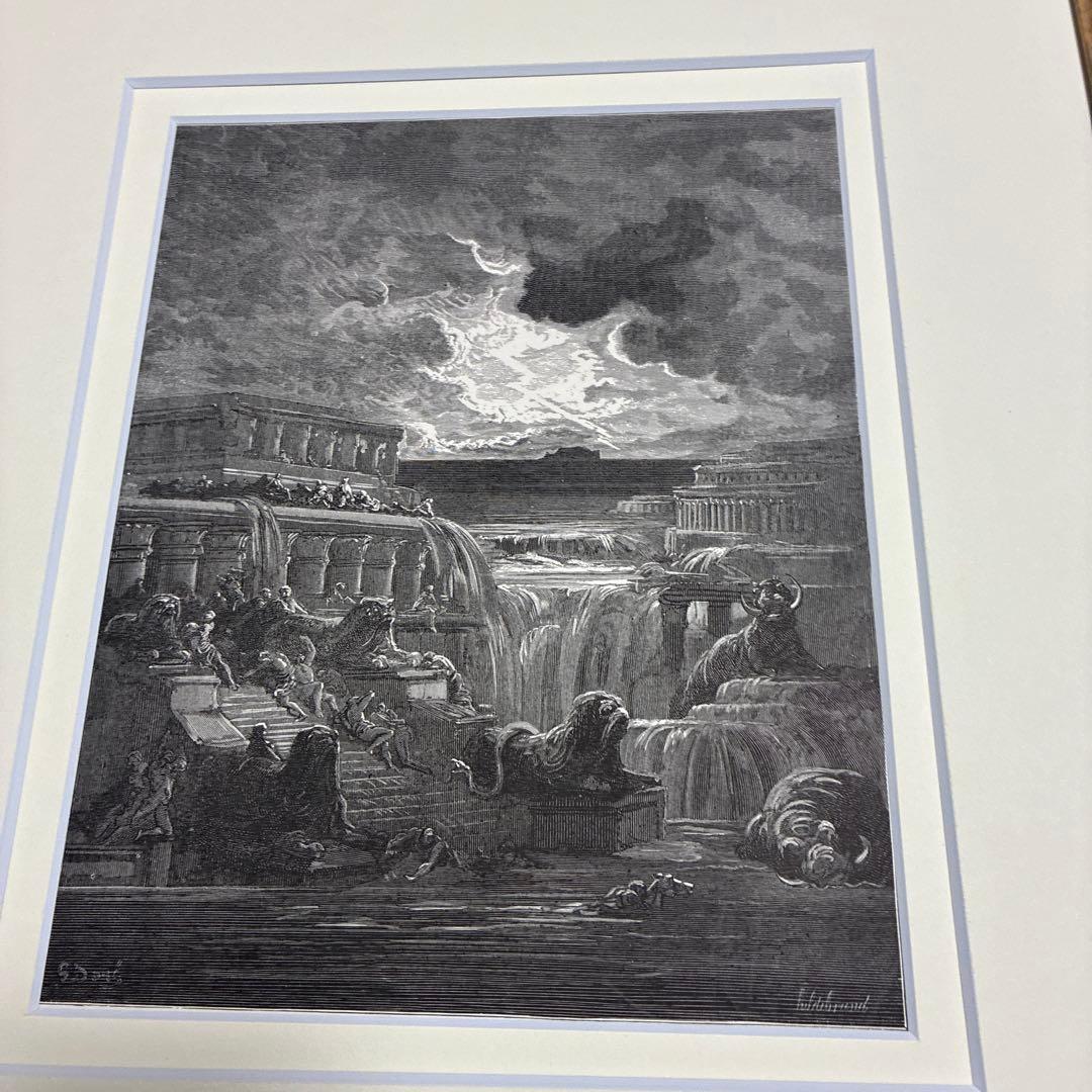 アンティークオリジナル木口木版　グスタフ・ドレ　挿画　ジョン・ミルトン　失楽園