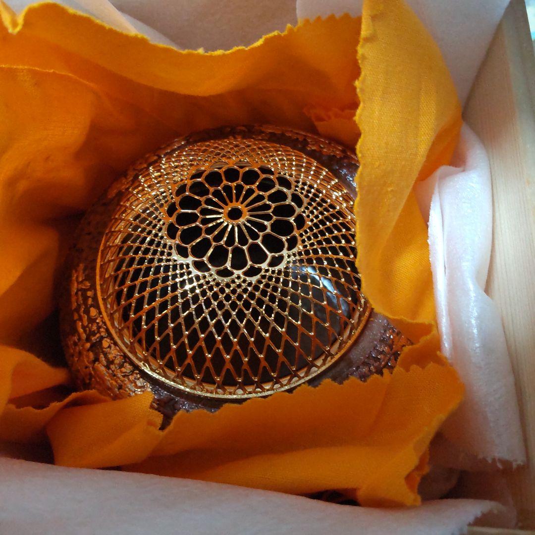 新品 香道 香炉セット一式 清水焼 寛楽作 金彩香炉 箱入