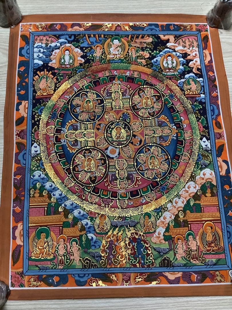 《 チベット密教　新品　1点物 》 手描き　曼荼羅　仏陀　釈迦　仏画　仏教　e3