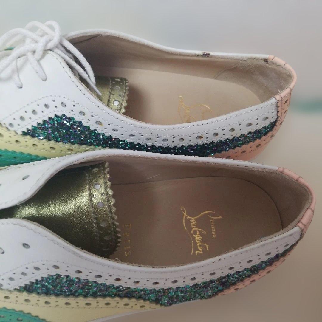 ターコイズ グリッター カジュアルシューズ　ルブタン