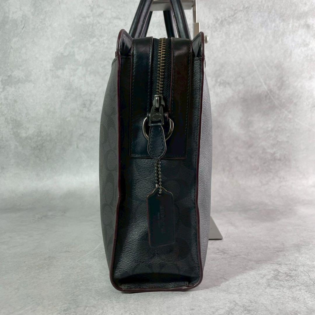 コーチ　2way ビジネスバッグ　シグネチャー PVC レザー　ブラック