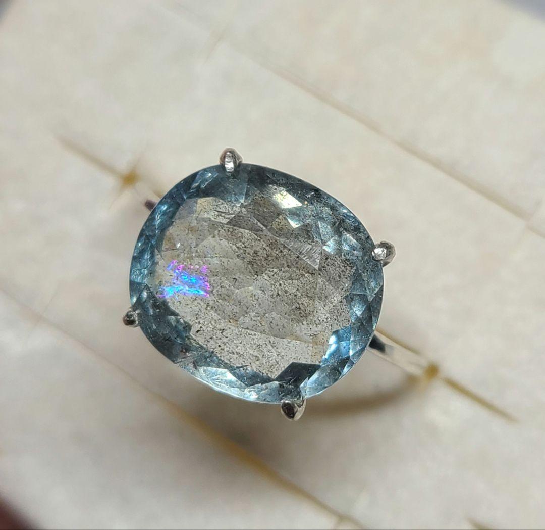 かるレインボーにピカピカシラー★非加熱ブラジル産アクアマリン★オーダー