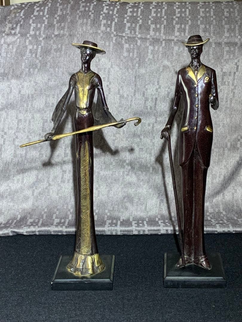 人形　ブロンズ像　置物　インテリア　工芸品　美術品　ペア