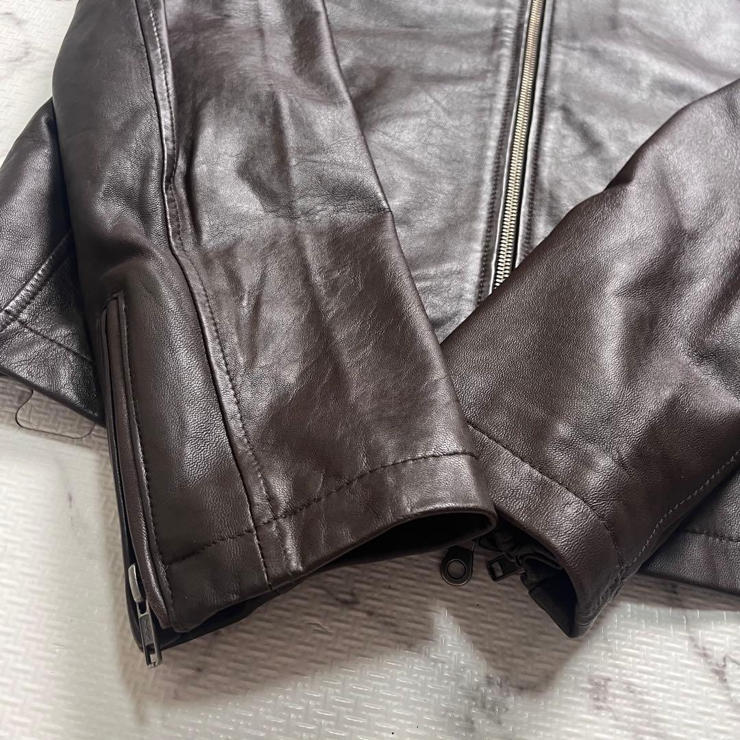 美品✨シップス シングルライダース 羊革 ブラウン 本革 Lsize