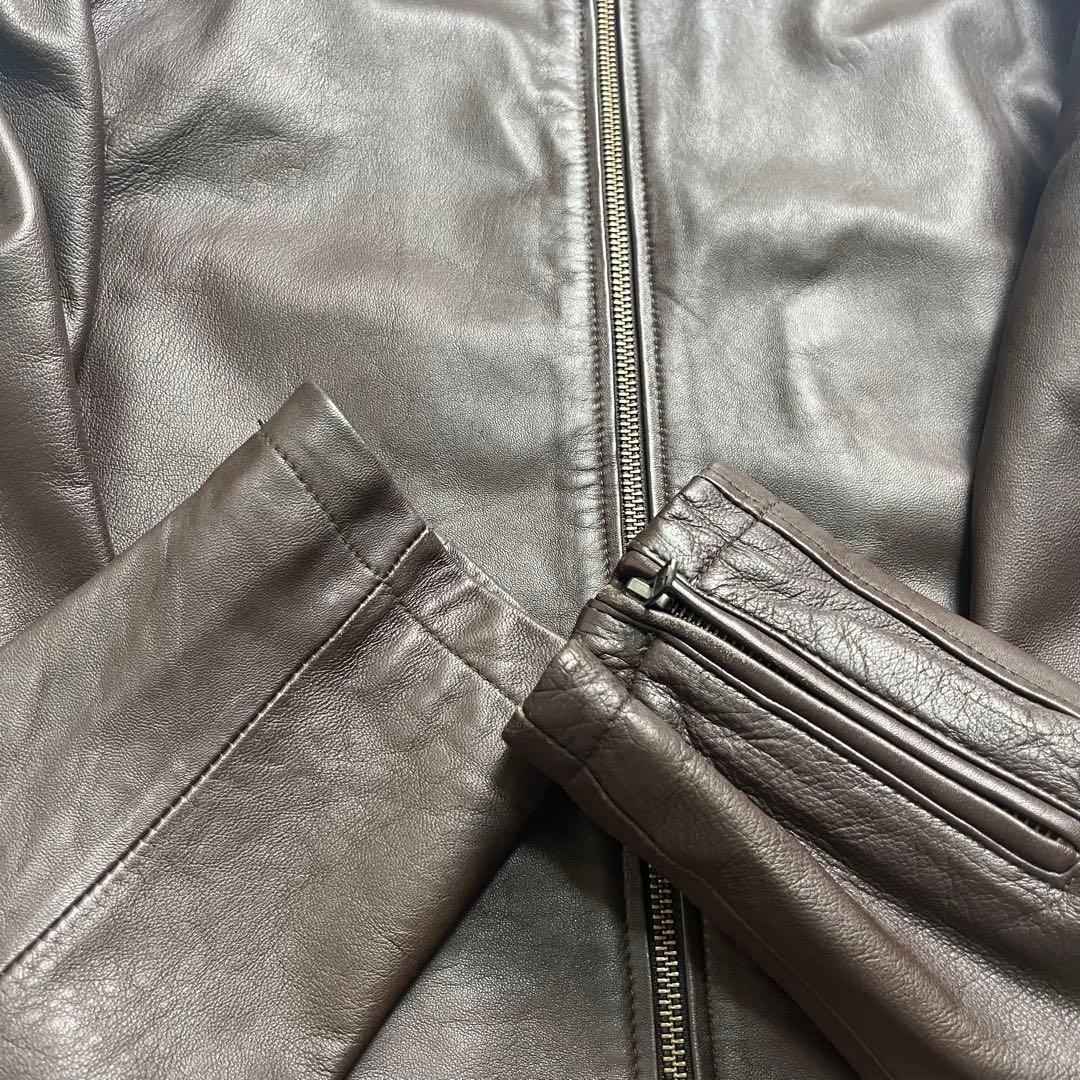 美品✨シップス シングルライダース 羊革 ブラウン 本革 Lsize