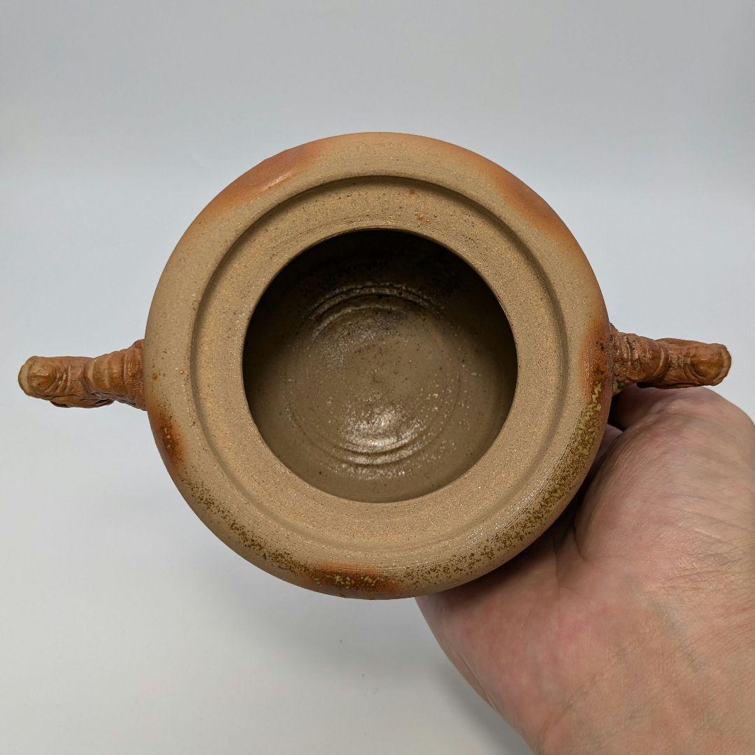 清麻呂窯 備前焼 龍摘緋襷双耳三足香炉 竜 獅子 香道具 茶道具 置物 在銘