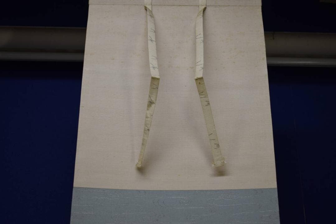 真作/庭山耕園/河骨図/コウホネ図/桐題箱付/布袋屋掛軸HI-266