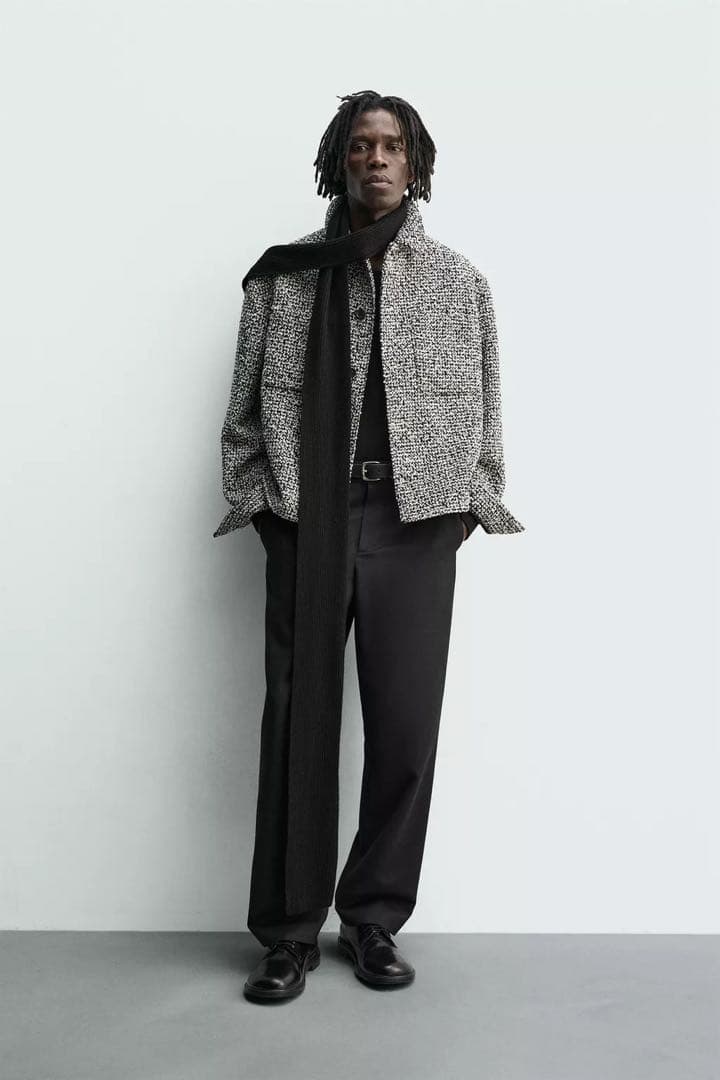 新品❗️ZARA ザラ ポケット付きテクスチャードシャツジャケット L