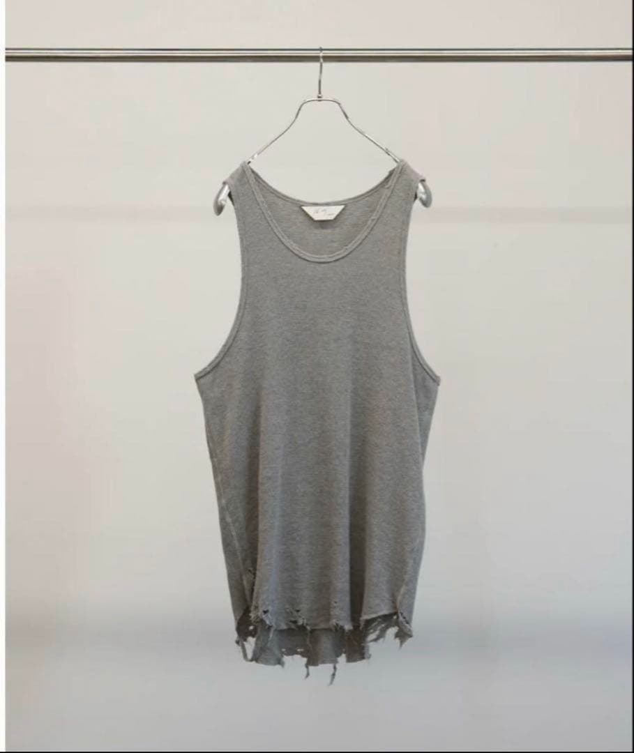ANCELLM ダメージワッフル タンクトップ　gray 25ss