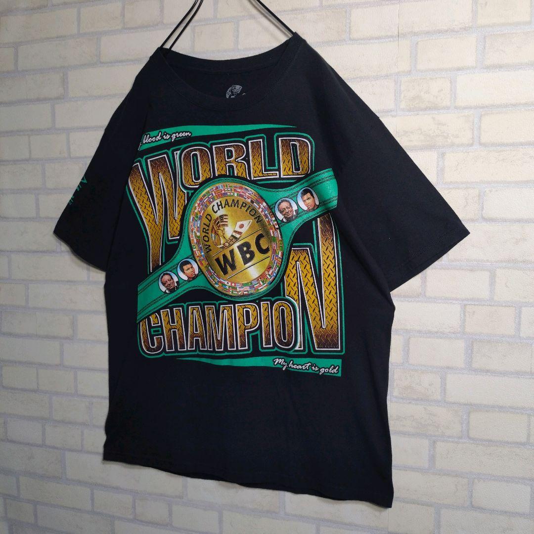WBC公式★ボクシング チャンピオンベルト 両面プリント 半袖Tシャツ 黒 L