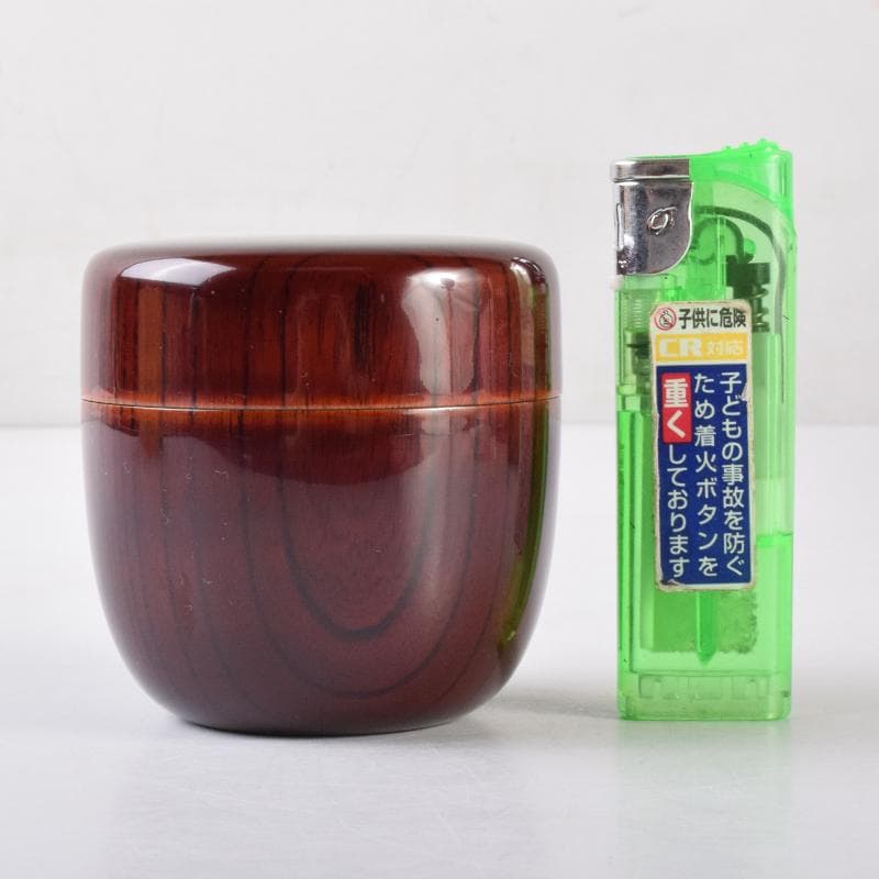 茶道具　山中塗　前端雅峯作　木目　中棗　紫野　前田昌道書付　共箱　V　7072