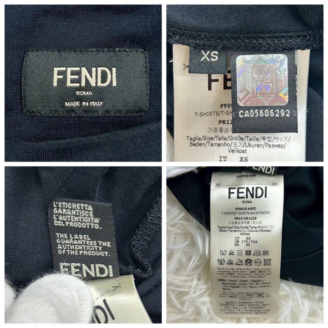 良品　フェンディ　モンスターアイ　半袖Tシャツ コットン　ブラック　XS