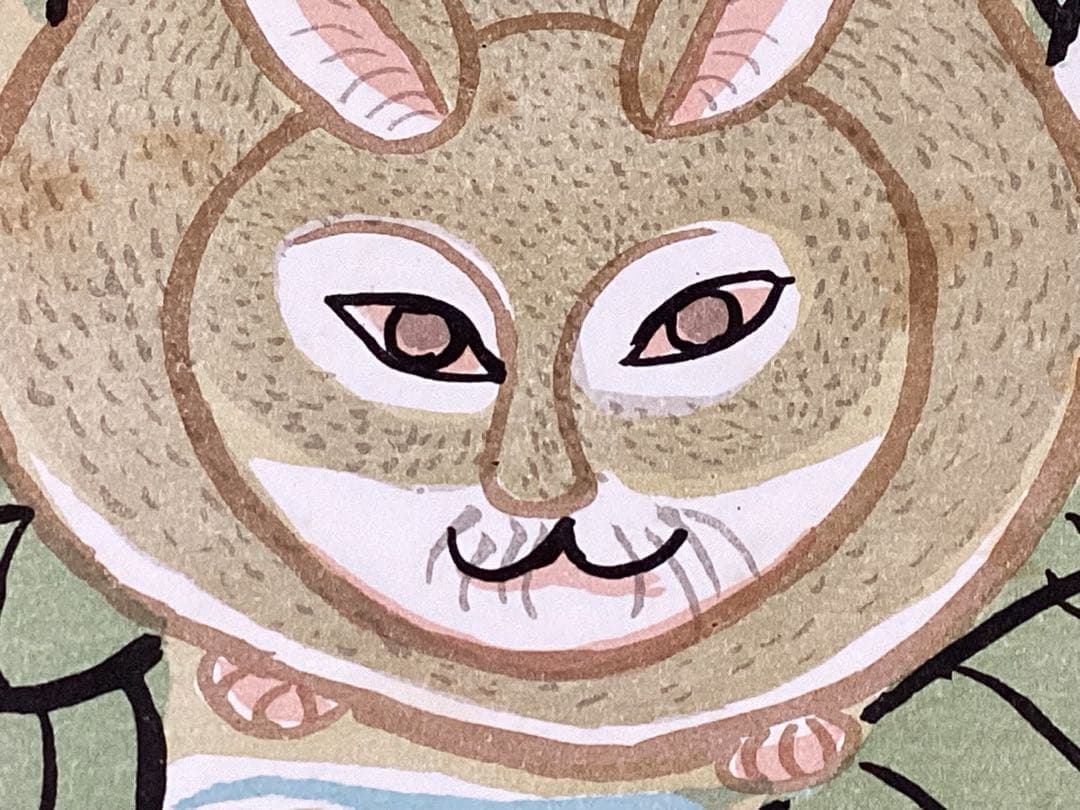 北川民次　版画　リトグラフ　額入り　ウサギの木版画 限定版 サイン入り　希少品