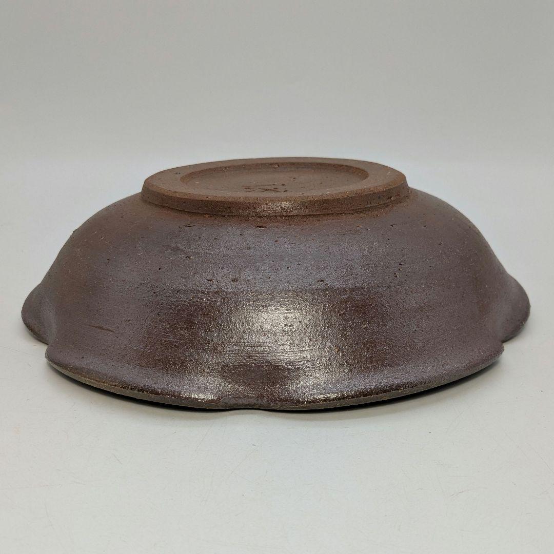 【未使用】 大平一誠 備前焼 輪花皿 直径28cm 盛り皿 深皿 食器 胡麻緋襷