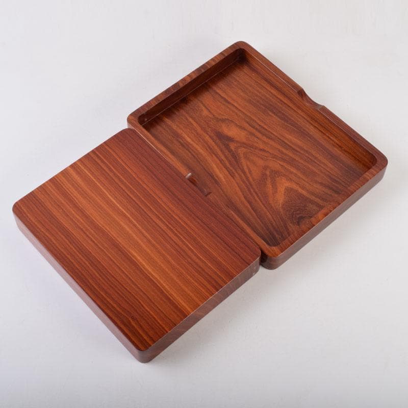 178　書道具　唐木紫檀製　無垢彫　くりぬき　硯箱　C　8734