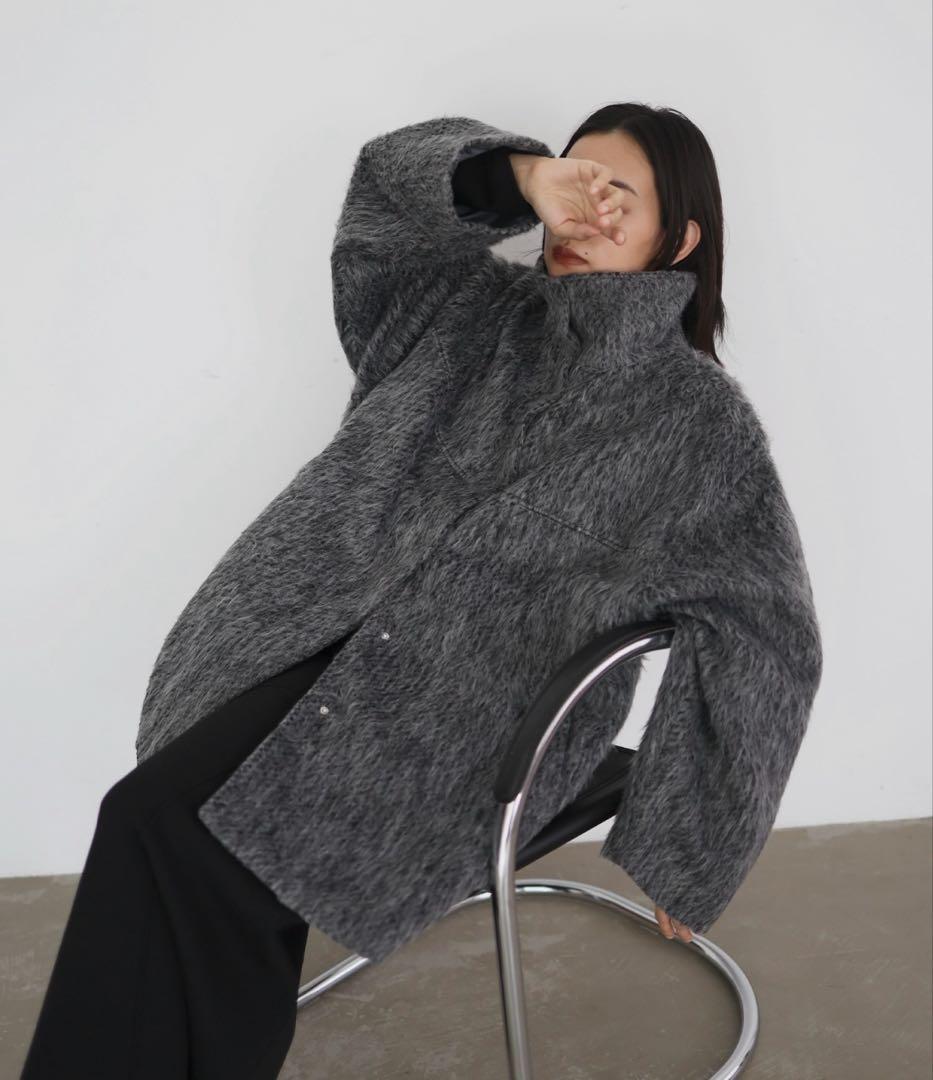 【 hellam 】シャギー スタンドカラーコート