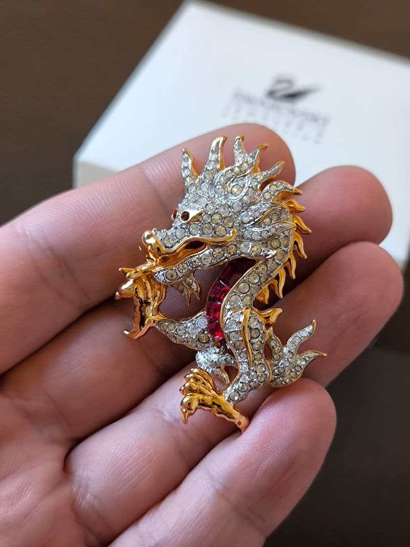 希少 SWAROVSKI スワロフスキー ブローチ ドラゴン 竜 龍