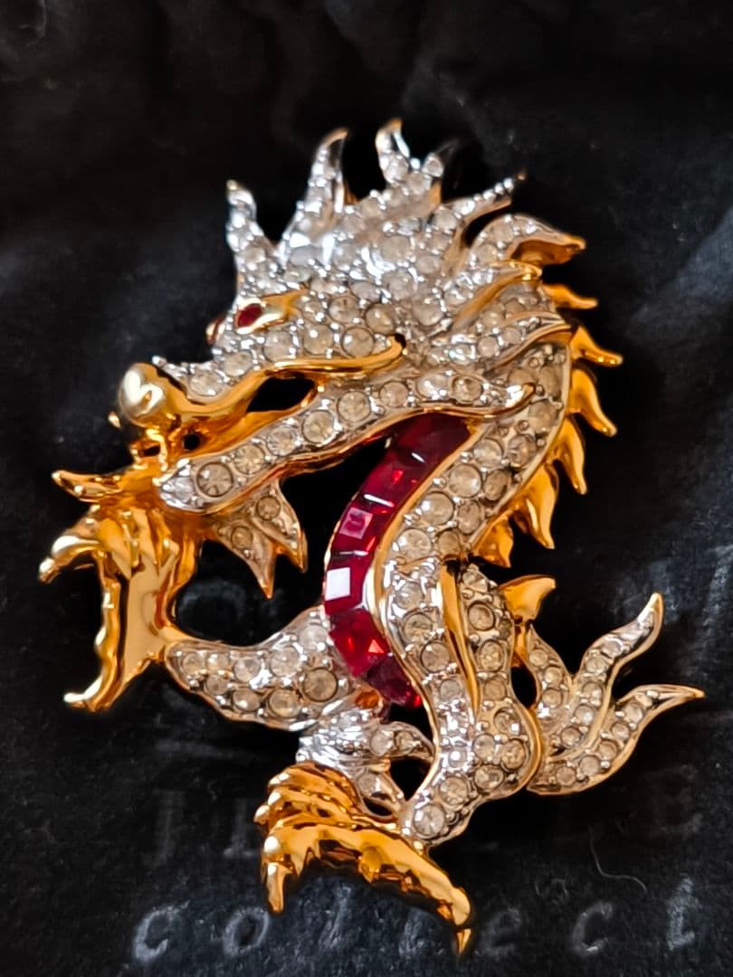 希少 SWAROVSKI スワロフスキー ブローチ ドラゴン 竜 龍