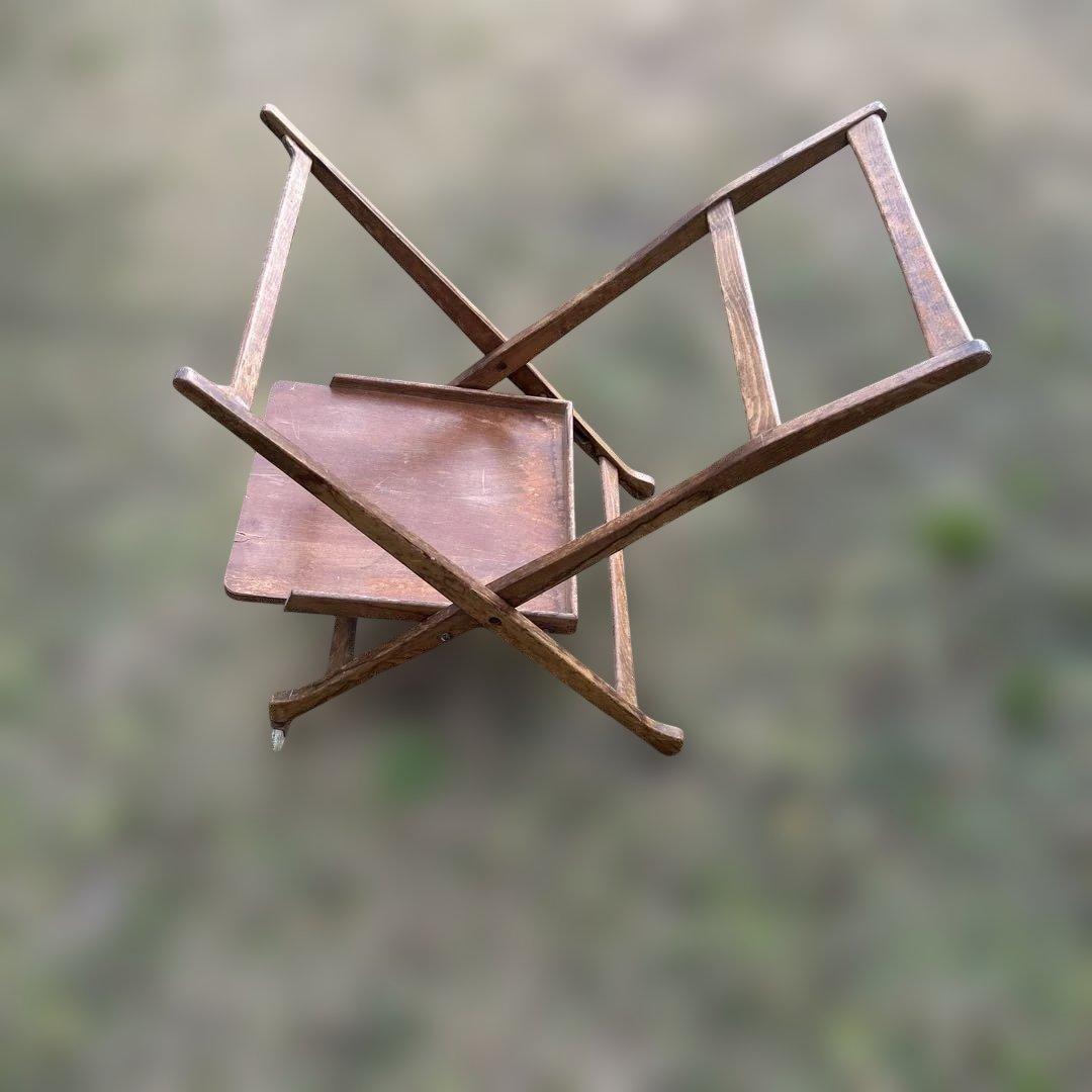 アンティーク木製折りたたみ式手押し車