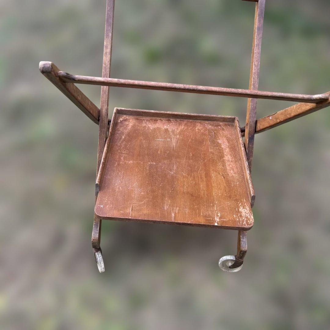 アンティーク木製折りたたみ式手押し車