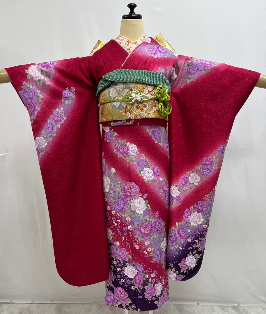 振り袖　フルセット　別誂長襦袢付　成人式　刺繍入り　銀通し　重ね襟付　659