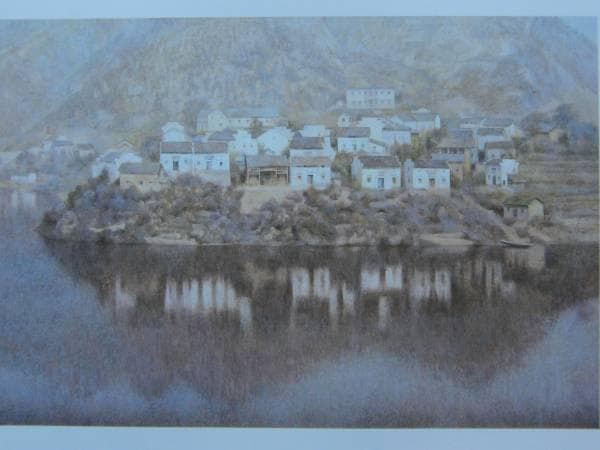 堂本元次、風なごむ丘、希少な額装用画集より、新品高級額装付、状態良好