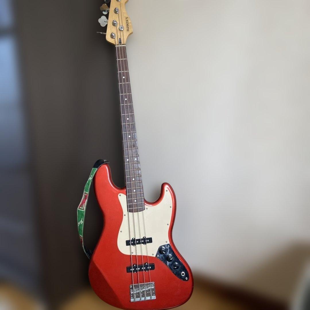 レッド エレキベース used ストラップ付き