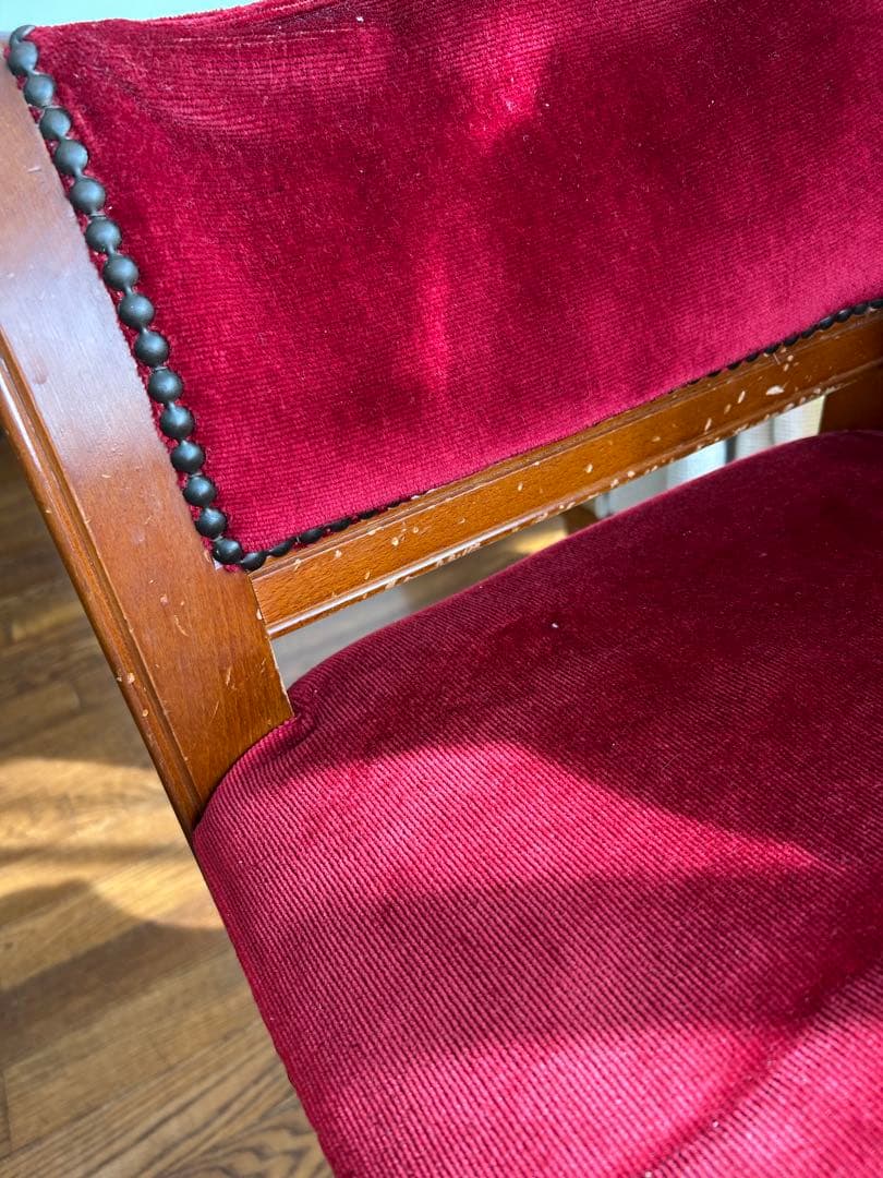 ワインレッド 木製 ソファ 引き出し付き