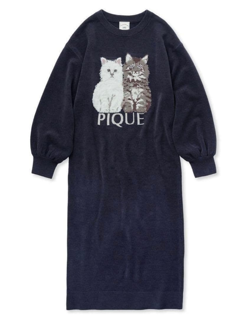 ジェラートピケ ツインキャットワンピース【NV】