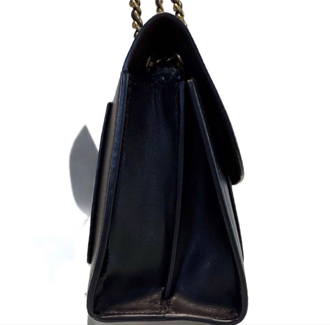 良品 コーチ ショルダーバッグ ターンロック レザー ブラック レディース