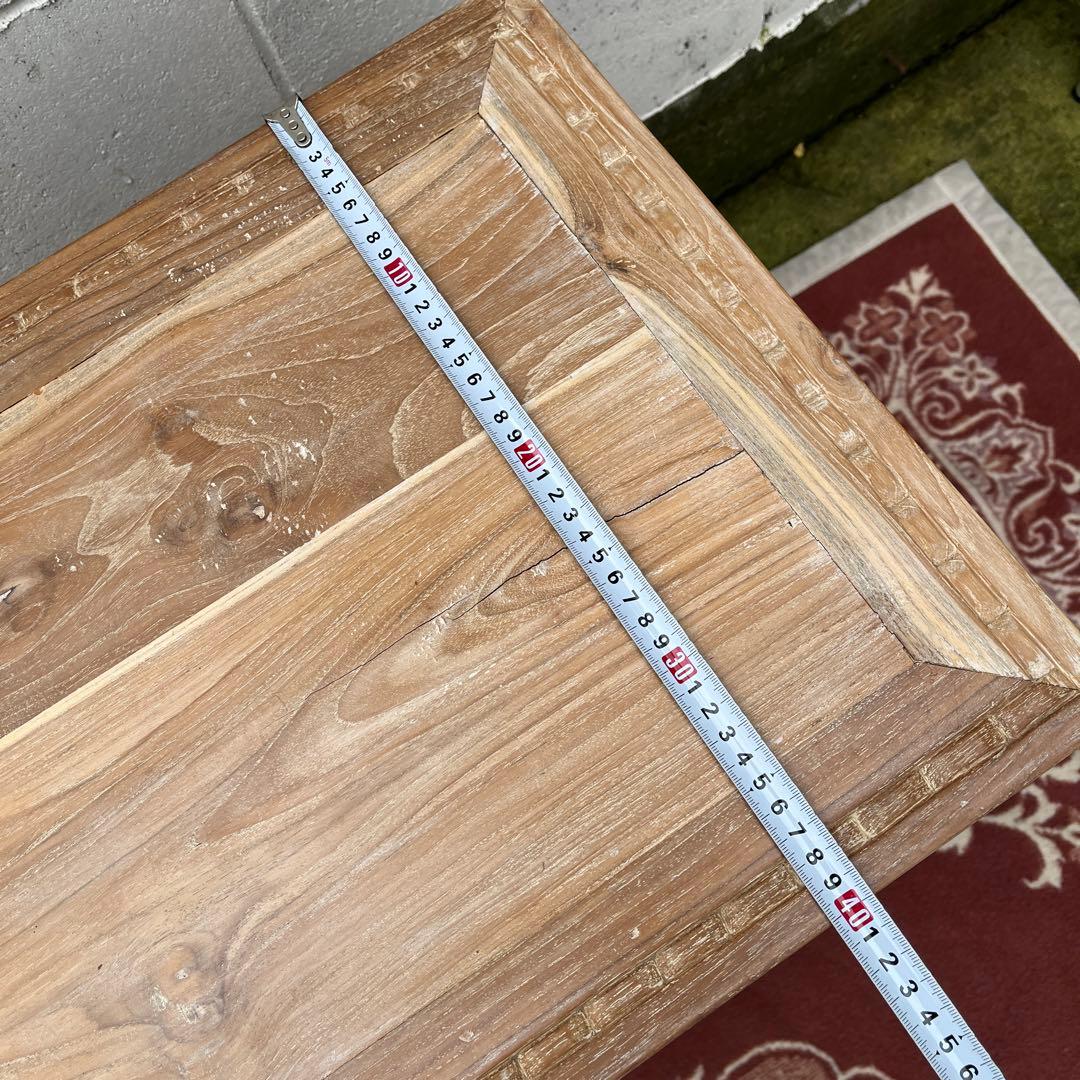 木製無垢材 チーク材◾️彫刻デザイン サイドテーブル 飾り台 ディスプレイ台 花台