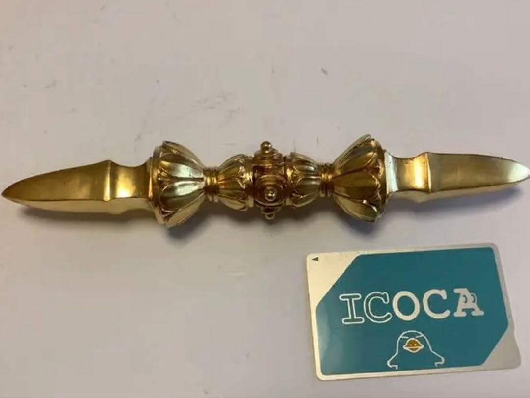 《 新品　1点物 》24金張り　独鈷杵　プルパ　仏教　特大　約23センチ　10