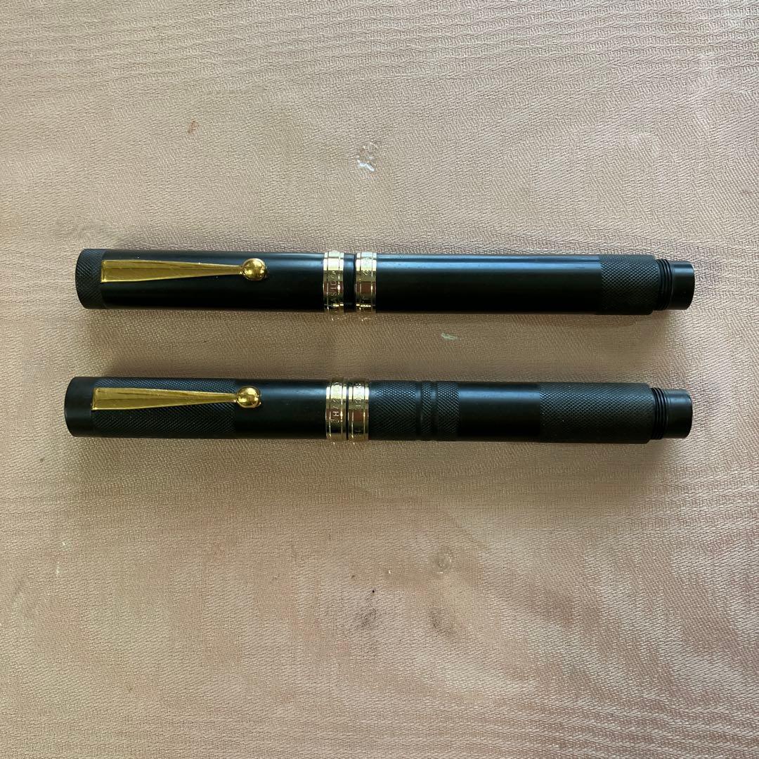 仙台 大橋堂 万年筆 14K 2本セット 黒 金色リング 木製箱