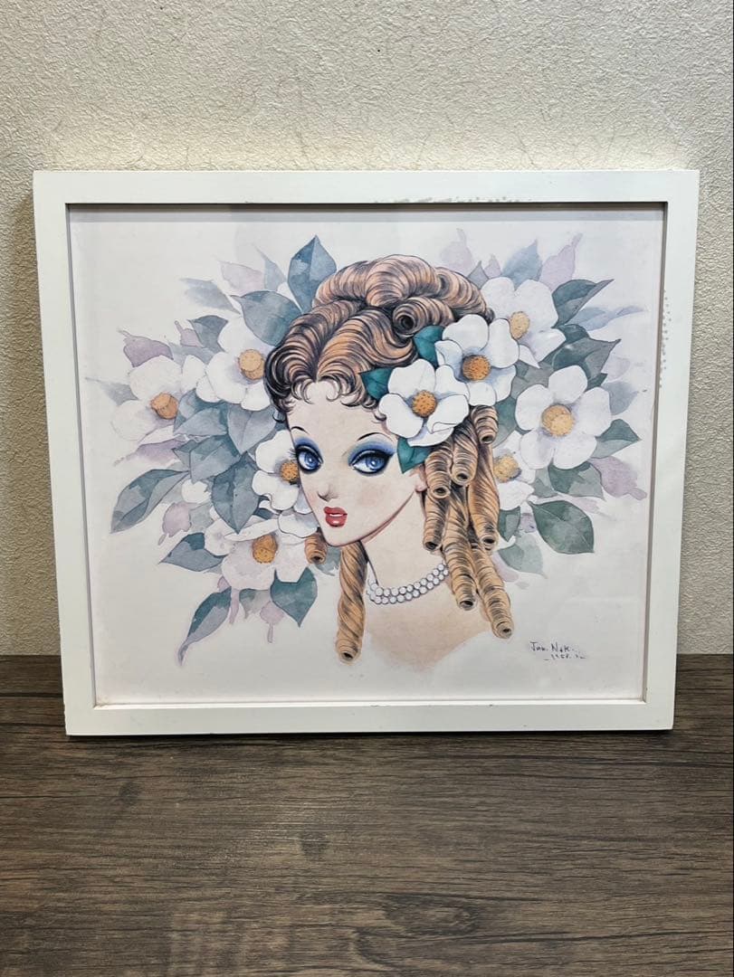 【送料込み】中村淳一　1958年　昭和レトロ　漫画　額縁付き　イラスト画